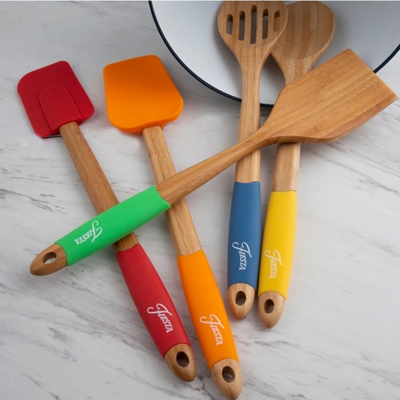 NWT-Fiesta 5 piece Bamboo Silicon Utensil Set - Picture 4 of 9